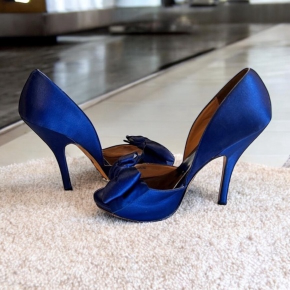 BADGLEY MISCHKA royal blue silk/satin beautiful bow Size 10. - Picture 14 of 17